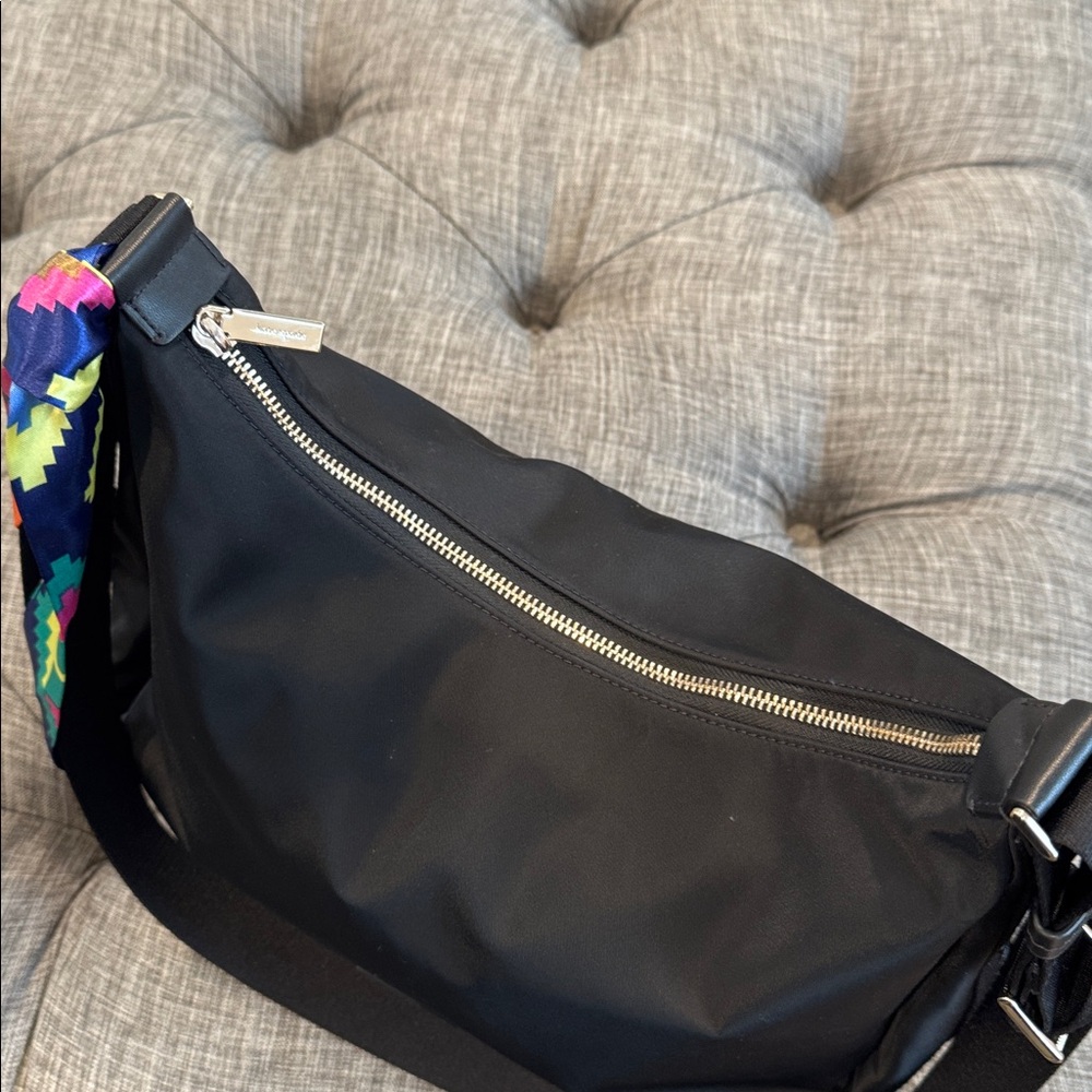 Kate Spade Carter Logo Large Black Nylon Hobo Crossbody - Picture 13 of 17